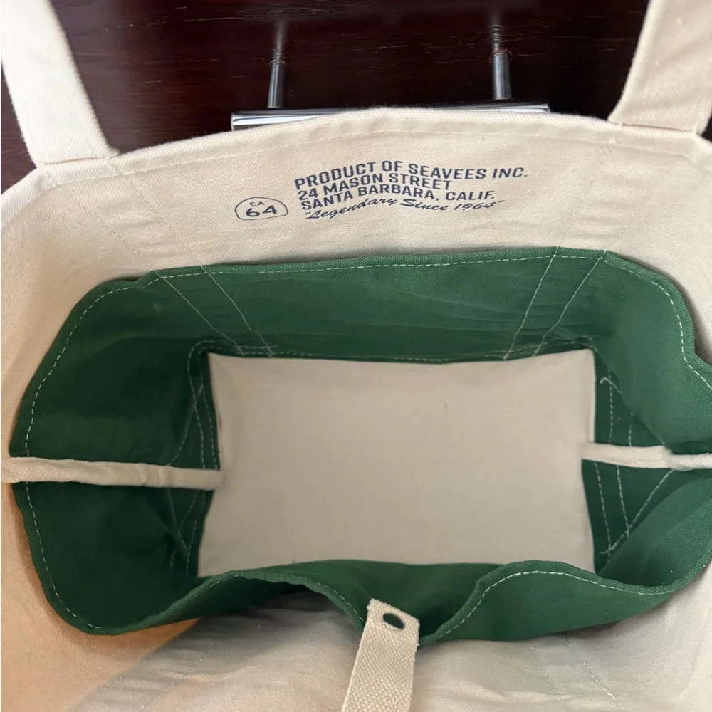 SeaVees Canvas Tote with Green Trim